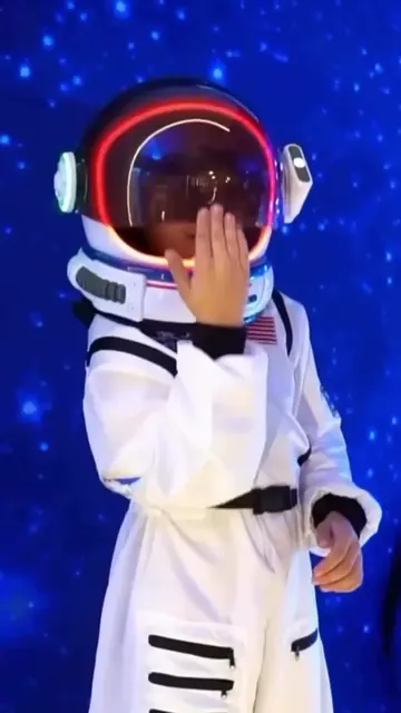 Personagem astronauta diante de um céu estrelado azul