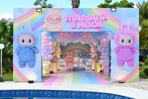Decoração de festa infantil Labubu em Brasília DF — montagem real, foto 9