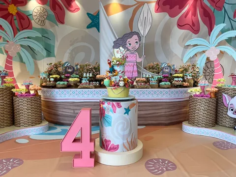 Decoração de festa infantil Moana em Brasília DF — montagem real, foto 3