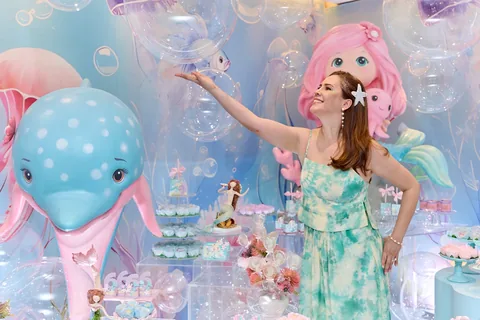 Decoração de festa infantil Sonho de Sereia em Brasília DF — montagem real, foto 33