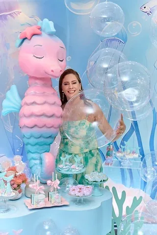 Decoração de festa infantil Sonho de Sereia em Brasília DF — montagem real, foto 42