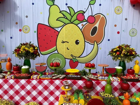 Decoração de festa infantil Frutaria em Brasília DF — montagem real, foto 7