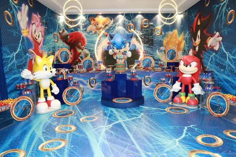 Decoração de festa infantil Sonic em Brasília DF — montagem real, foto 3