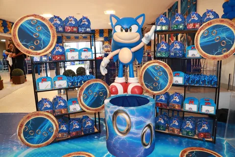Decoração de festa infantil Sonic em Brasília DF — montagem real, foto 5