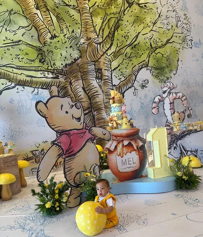 Decoração de festa infantil Ursinho Pooh em Brasília DF — montagem real, foto 18